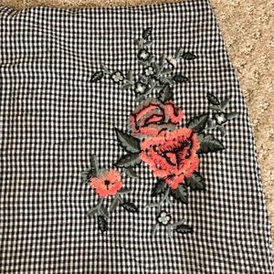 NWOT Embroidered Check Print Pencil Skirt